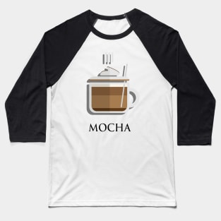 Hot Mocha coffee with whipped cream front view flat design style Baseball T-Shirt